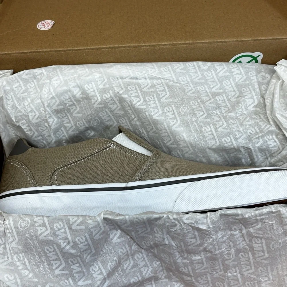 Vans Asher Deluxe Slip On Men's Sz 10.5 Tan Incense Sneakers Low Top New Slip On